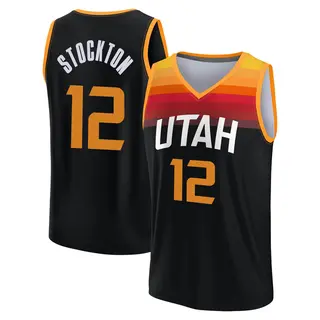 Utah Jazz Men's John Stockton Black Fast Break 2021/22 Replica City Edition Jersey