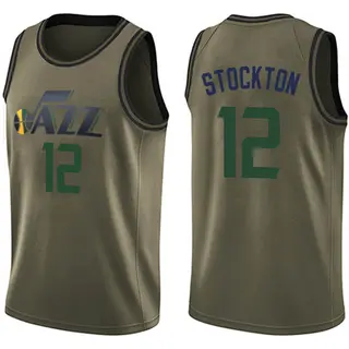 Utah Jazz Men's John Stockton Green Swingman Salute to Service Jersey