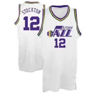 Utah Jazz Men's John Stockton White Swingman Throwback Jersey