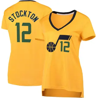 Utah Jazz Women's John Stockton Gold Fast Break Jersey - Statement Edition