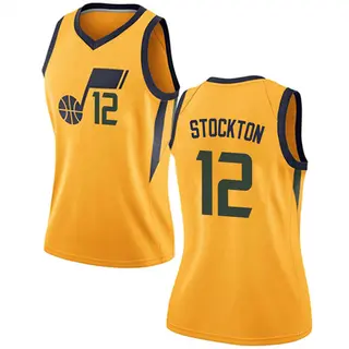Utah Jazz Women's John Stockton Gold Swingman Jersey - Statement Edition