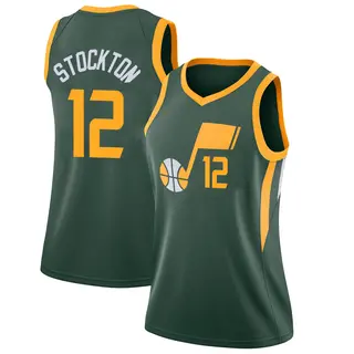 Utah Jazz Women's John Stockton Green Swingman 2018/19 Jersey - City Edition