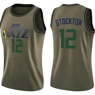 Utah Jazz Women's John Stockton Green Swingman Salute to Service Jersey