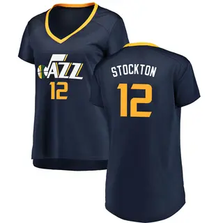 Utah Jazz Women's John Stockton Navy Fast Break Jersey - Icon Edition