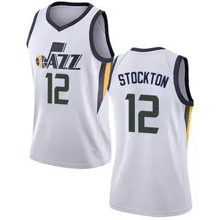 Utah Jazz Women's John Stockton White Swingman Jersey - Association Edition