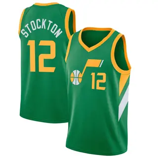 Utah Jazz Youth John Stockton Green Swingman 2020/21 Jersey - Earned Edition